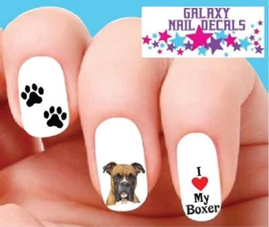 Waterslide Dog Nail Decals - Set of 20 I Love My Boxer Assorted - Picture 1 of 1