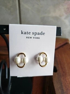 Aretes Kate Spade - Perlas Nuevas - Doble Perla - Blanco Multi -NUEVO CON ETIQUETAS - $38 C38 Foto 1 de 4