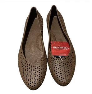 OKABASHI Samantha Laser Cut Damen-Ballerinas Toffee Größe 9 Schuhe Hausschuhe neu - Bild 1 von 5