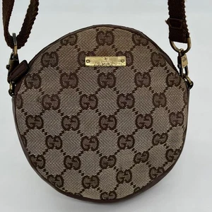 GUCCI Mini Bolso Bandolera Marrón de Hombro, Lona GG, Bolso de Mano Redondo de Lujo para Mujer - Imagen 1 de 13