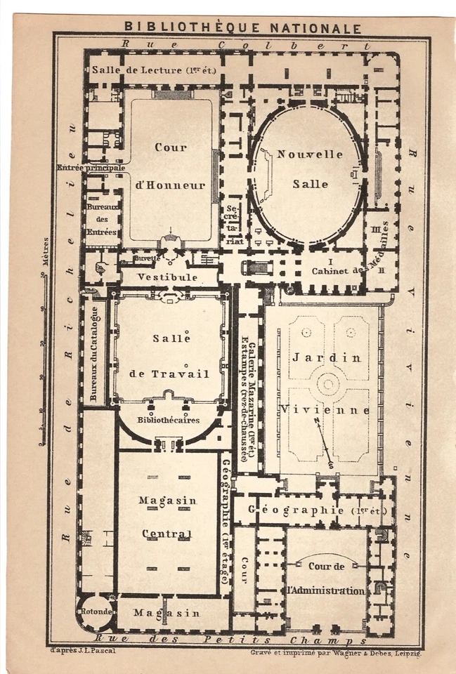Mapa antiguo de París de 1924 Bibliothèque Nationale plano de planta original Foto 1 de 1