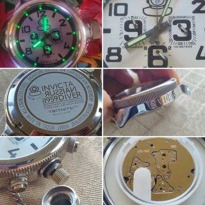 INVICTA Russian 1959 Diver Watch Model 0246 *NEW BATTERY* (Needs Strap) 6J *READ - Image 1 of 4