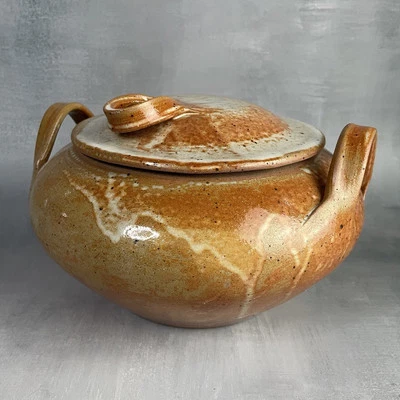 Soupière / légumière vintage en grès / pot couvert possible poubelle de table - Photo 1/4