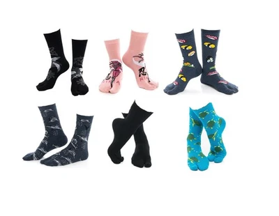 6 pares de calcetines japoneses de punta dividida con patrón divertido en V Foto 1 de 4