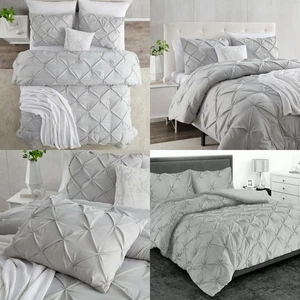 Juego de funda nórdica gris cómoda plisada plateada edredón juegos de cama cama tamaño doble - Imagen 1 de 6