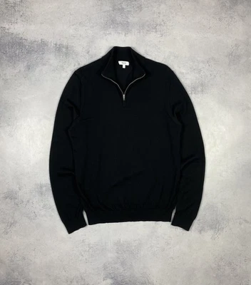 Suéter Reiss Para Hombre Grande Negro Media Cremallera Lana Merino Pullover... - Imagen 1 de 4