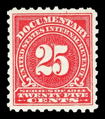 Scott R202 1914 25c SLW Documentary Revenue Mint VF OG HR Cat $60 - Image 1 of 3
