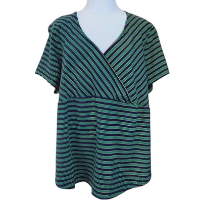 Blusa Top Y2K DE COLECCIÓN TOMMY HILFIGER Plus 3X Cuello Verde Azul Fluido Informal Trabajo Foto 1 de 4
