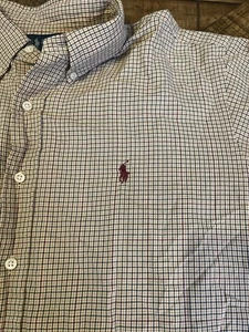 Polo Ralph Lauren camicia manica lunga XL vestibilità classica bottoni marrone marrone a quadri 301 - Foto 1 di 7