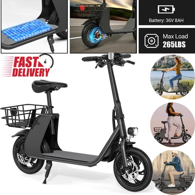 Scooter Eléctrico Plegable 450W para Adultos con Asiento Deportes Ciclomotor Cercanías E-Scooter Foto 1 de 4