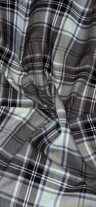 Sky Blue Grey Black Tartan Poly-Viscose Fabric 58’’ PRICE PER METER - Picture 1 of 2