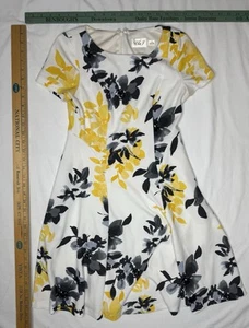 Eliza J - Summer Yellow , Navy - Floral Dress - Size 2P - Picture 1 of 10