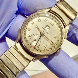 Vintage Benrus CE 13 Pointer Date / Calendar 10K RGP Men's Swiss Watch 17J RUNS! - Picture 1 of 13