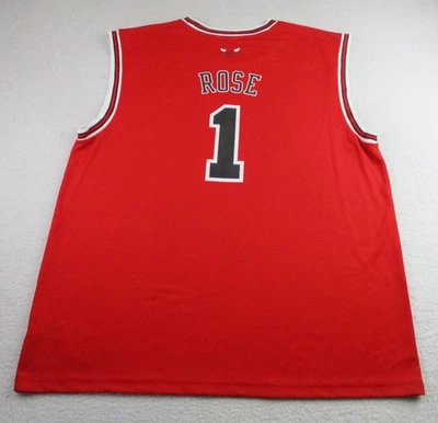 Camiseta de baloncesto Adidas Derrick Rose Chicago Bulls para hombre 2XL roja número 1 de la NBA Foto 1 de 4