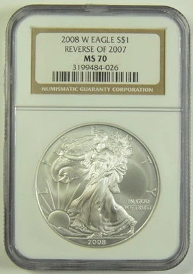Reverso Silver Eagle 2008-W 2007 NGC MS-70 #84-026 Foto 1 de 2