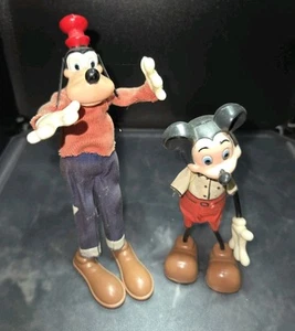 Vintage Marx Disney 6" Mickey Mouse & Goofy Bendy Figures, *Mickey Missing Arm - Picture 1 of 6