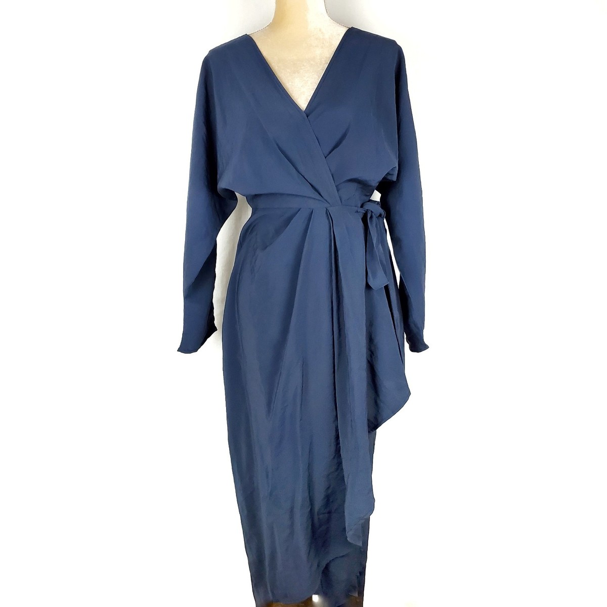 オールインワン・サロペット Aspesi Long Wrap Dress In Blue Satin Aspesi Satin Long Wrap Dress in Blue | Lyst