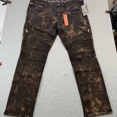 Pantalones de mezclilla Rock Revival Moto para hombre 40 tie dye marrón Daviday bolsillos con cremallera RP2023S225 Foto 1 de 4