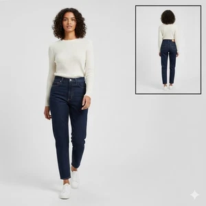 Jeans Levi Strauss años 80 mamá lavado oscuro tiro alto pierna cónica 32x30 leer* - Imagen 1 de 11