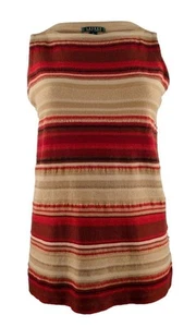 Lauren Ralph Lauren Women's Plus Size Sleeveless Striped Knit Top RM 1X - Picture 1 of 4