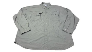 Columbia PFG Camicia Uomo Grande Bottone Ventilata Outdoor Pesca Attrezzatura Cachi 3h - Foto 1 di 12