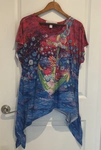 T-Shirt Leona Lovegrove blau/rosa Gr. PXL seitlich zum Binden Anker - Bild 1 von 4