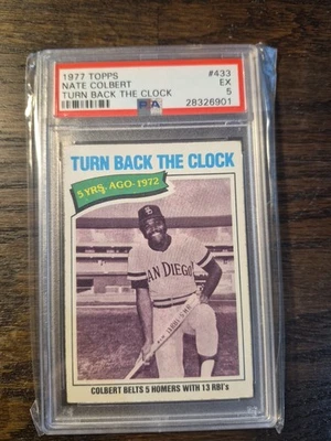 1977 Topps Turn Back the Clock Nate Colbert #433 PSA EX 5 - Image 1 of 2