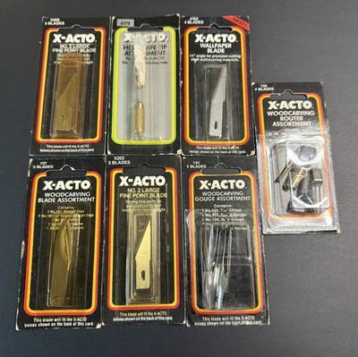 Vintage Lot of X-Acto Blades & Accessories NOS 7 Packs Wood Carving Router NEW - Image 1 of 4