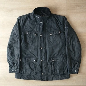Barbour Wax Jacket Mens International Duke L Black Waxed Quilted - Bild 1 von 10
