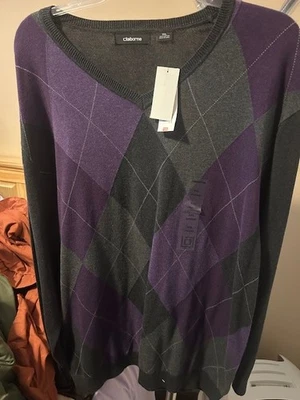 Suéter Para Hombre Claiborne Gris con Púrpura XXL Nuevo con Etiquetas Foto 1 de 2