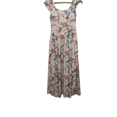 Vintage Carol Anderson California Floral Dress size Medium cottage romantic pink - Image 1 of 4