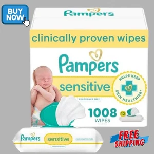Pampers Salviette Neonati, Sensibili, Salviette a Base Acqua,12 Confezioni Flip Top,1008 Salviette Nuove - Foto 1 di 5