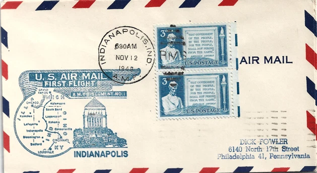 1949 FFC Cam 88 Indianapolis, Ind with Cachet & Period Stamps - Image 1 of 1