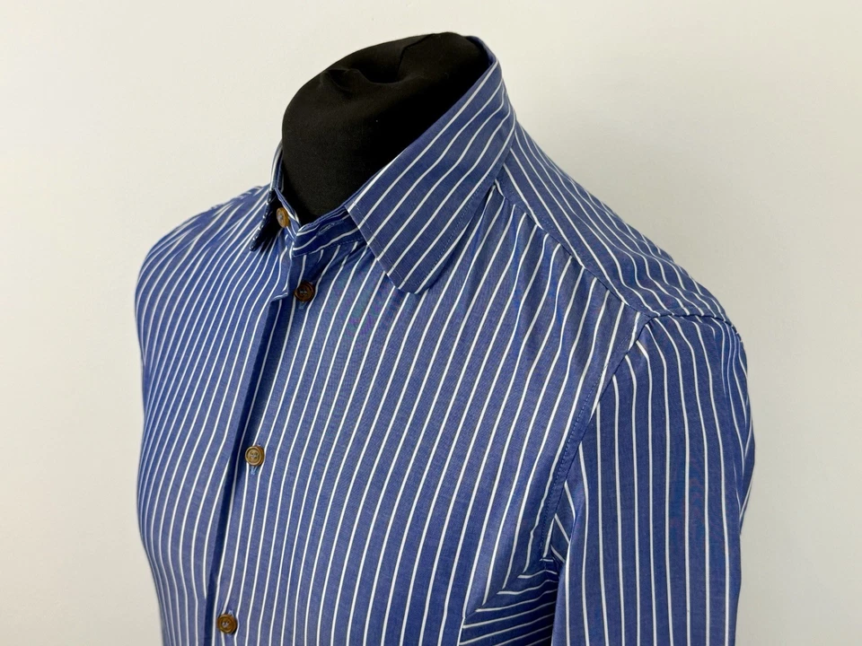 Camisa Vivienne Westwood RAYAS Azul Blanco Inteligente A Medida Talla Pequeña S Foto 1 de 4