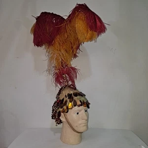 VTG Handmade Feather Headdress Ringling Bros. Colors - Picture 1 of 15