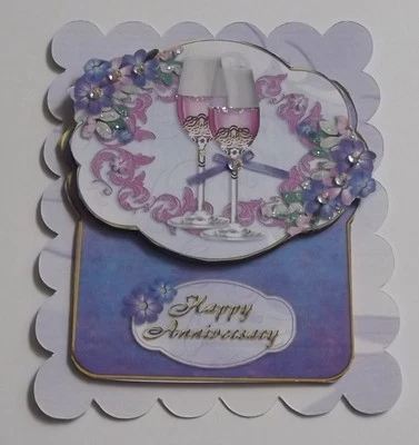 PK 2 HAPPY ANNIVERSARY GLASSES TOPPERS EMBELLISHMENTS FOR CARDS/CRAFTS