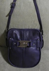 NWT B. MAKOWSKY Medium Purple Violet Leather Messenger Crossbody Shoulder Bag - Picture 1 of 3