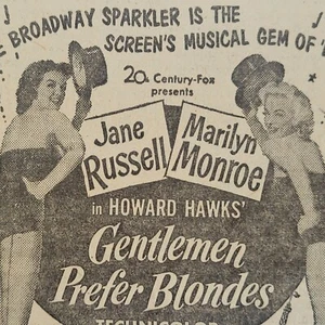 1953 Gentlemen Prefer Blonds Marilyn Monroe Broadway musical, ritaglio giornale - Foto 1 di 2