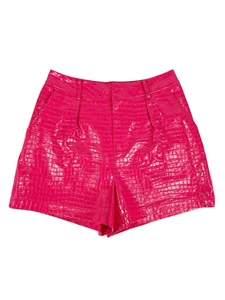 7 For All Mankind 7FAM rosa Kroko Kunstleder hoch tailliert elegante Shorts Small - Bild 1 von 8