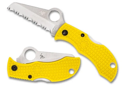 Cuchillo Plegable Spyderco Manbug Salt MYLS 1.9" Borde Dentado H-2 Hoja Amarillo FRN Foto 1 de 3