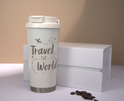 Personalized Custom Text Coffee Travel Mug Tumbler w/ Straw Insulated Gift - Image 1 of 4