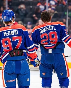 Connor McDavid & Leon Draisaitl Numbers Edmonton Oilers 8x10 NHL Hockey Photo - Picture 1 of 1