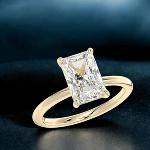 2 Carat Diamond Ring 14k Yellow Gold Lab Grown Radiant IGI Certified Size 5 6 7 - Picture 1 of 12