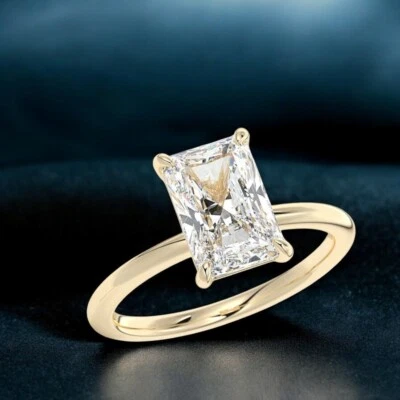 2 Carat Diamond Ring 14k Yellow Gold Lab Grown Radiant IGI Certified Size 5 6 7 - Image 1 of 4