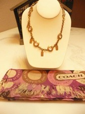 & Coordinating Logo Scarf Coach Logo Charm Necklace