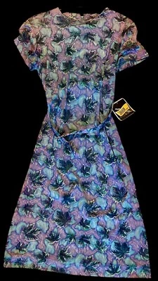 Vintage MEG MADISON Day Dress Wiggle Sheath W/ Belt Travel-Ease Fabric NWT 16 - Image 1 of 4
