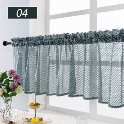 Short Lace Valance Curtains Kitchen Cafe Curtain Sheer Mesh Net Voile Decor Home - Image 1 of 4