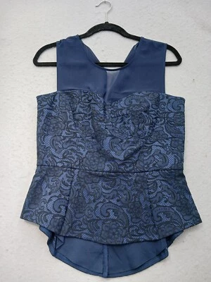 Blusa para mujer BCBGMAXAZRIA talla M azul marino oscuro cachemir sin mangas peplum Foto 1 de 4