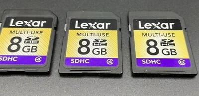 Lot Of 3 LEXAR 8GB SD SDHC Camera Memory Cards Class 4/6 - Tested - Tracked Post - Image 1 of 2