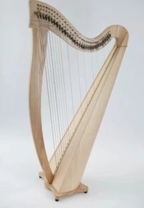 34 String Round Back Lever Harp Great Sound Ready to Play With Tuning key - Picture 1 of 4